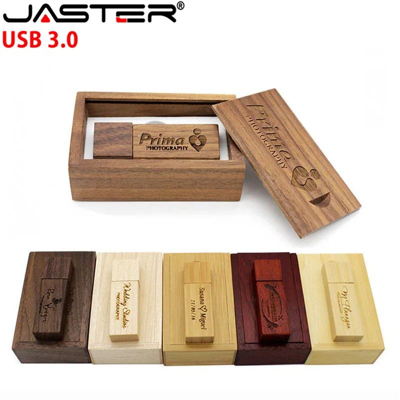 

JASTER USB 3.0 Custom LOGO Wooden memory Stick usb flash drive pen drive pendrive 4gb 8gb 16gb 32GB 64GB U disk wedding gift