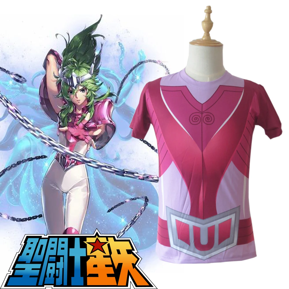 

Free Shipping Saint Seiya Bronze Saint Shun New Andromeda Cloth Summer T-Shirt Anime Cosplay Costume