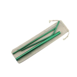 Eco - Friendly Stainless Steel Drinking Straws with Cleaning Brush - Durable Bent and Straight Design (Green)