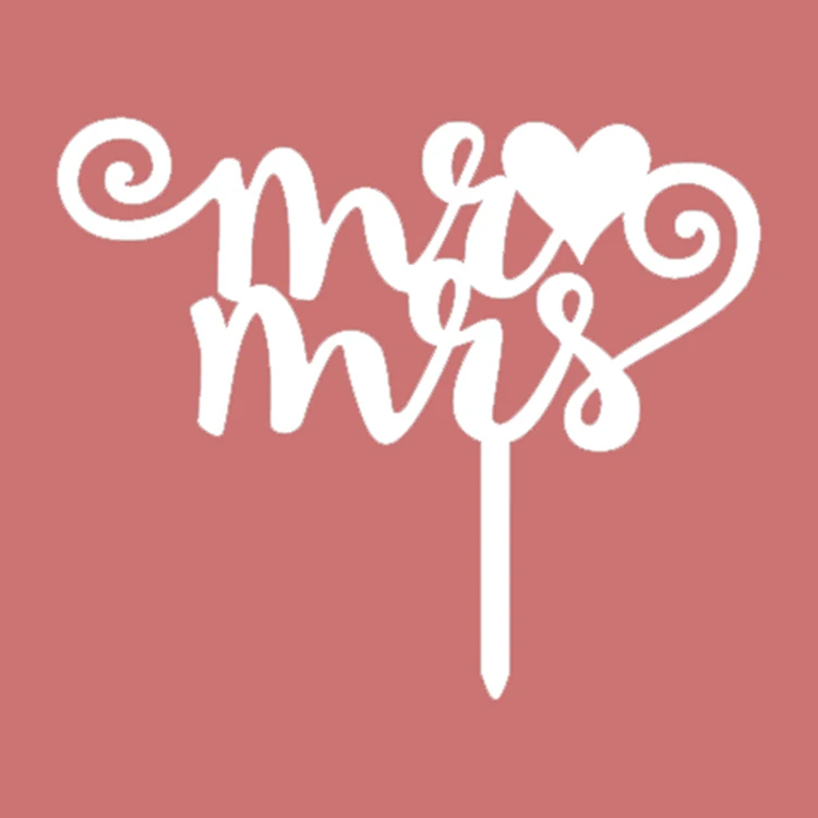 Mr Mrs акриловые флажки для торта сердце любовь кленовый лист клевер черный белый
