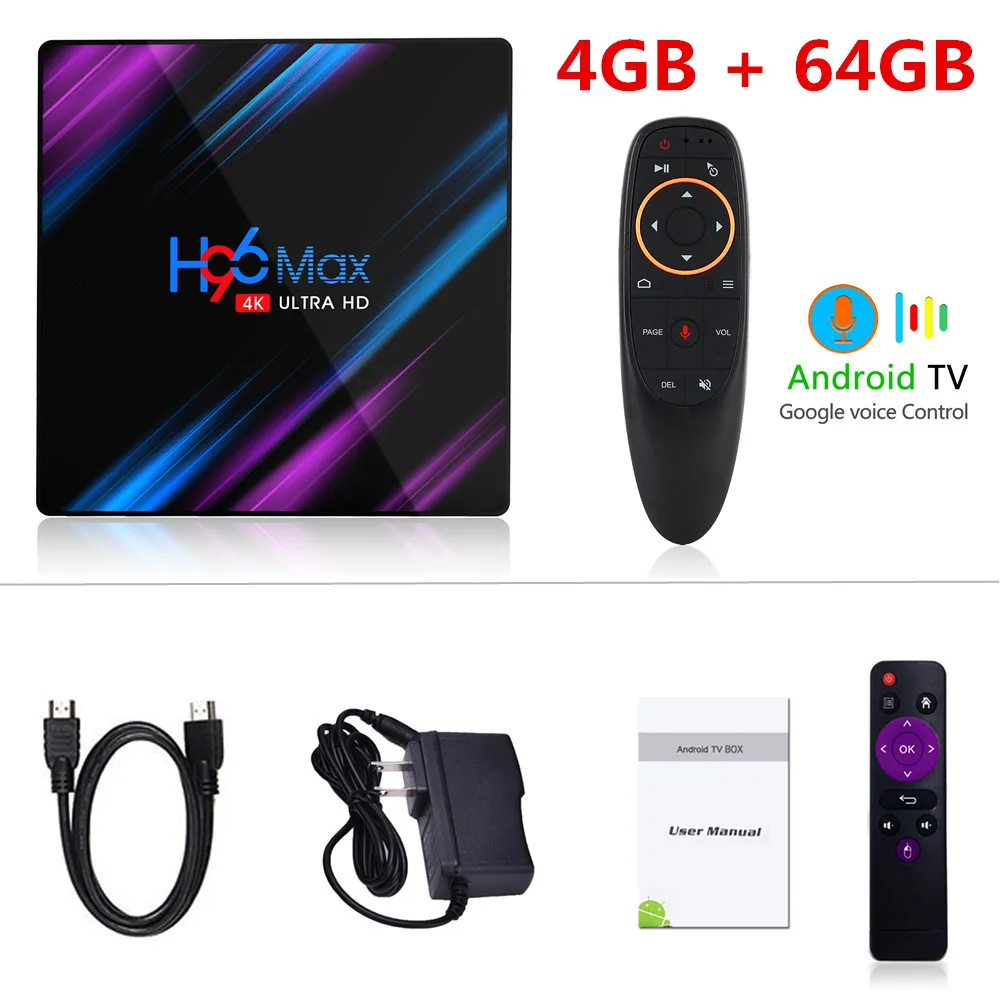 H96 MAX RK3318 Smart tv Box Android 9,0 4 Гб ОЗУ 32 Гб 64 Гб ПЗУ медиаплеер 4K голосовой помощник Google Netflix H96MAX телеприставка - Цвет: 4GB64GB With G10