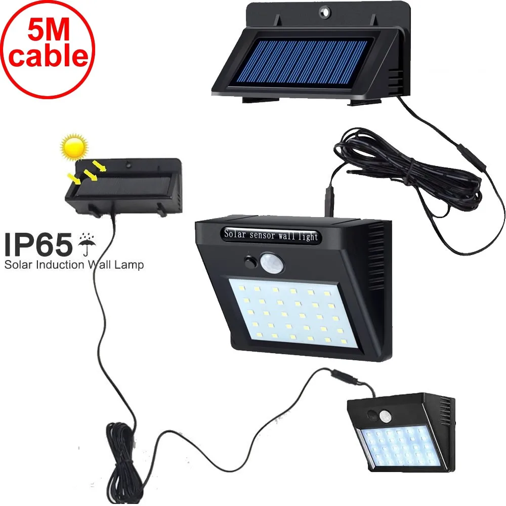 

30 leds solar light split mounting pIR motion sensor led indoor outdoor lamp waterproof ip65 for street garden patio home camps