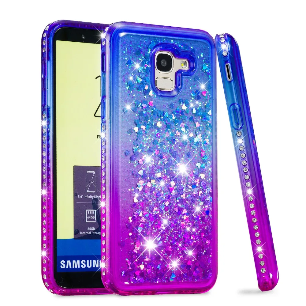 Блестящий блестящий чехол с бриллиантами для Samsung Galaxy J6 2018 жидкий зыбучий песок