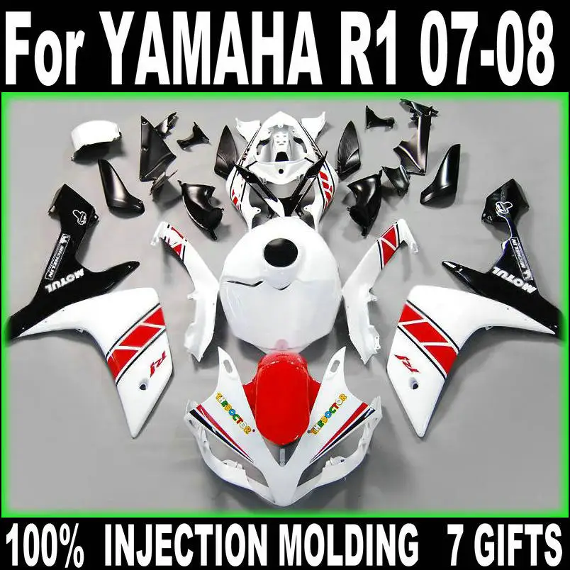 Комплект обтекателей для мотоцикла Yamaha YZF R1 07 08 Белый Черный Красный Обтекатели
