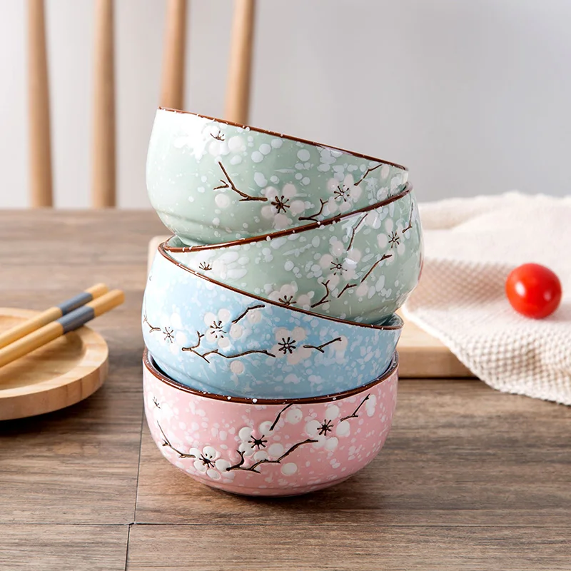 Японский стиль сливы Керамическая Чаша Бытовая рисовая чаша детская маленькая чаша посуда миска для еды