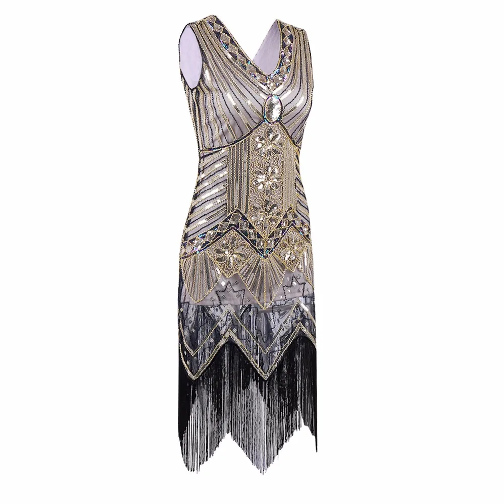 

Great Gatsby Dress Women Sequined Dress V Neck Beaded Sequined Flapper Dress 1920s Vintage Party Dresses Sexy Club Vestidos