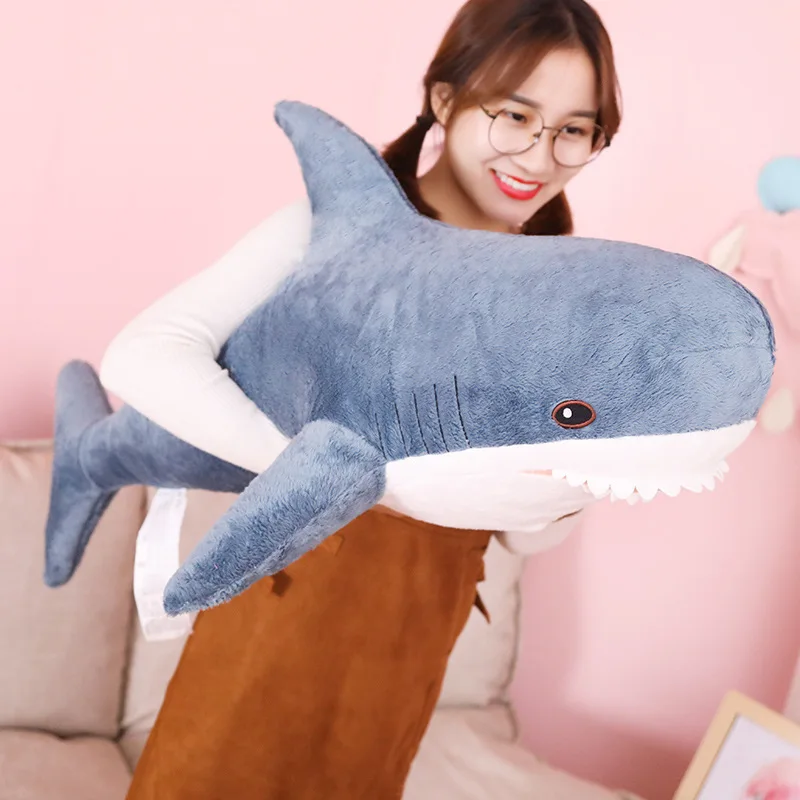 80/100cm Big Size Funny Soft Bite Shark Plush Toy Pillow Appease Cushion Gift For Children | Игрушки и хобби