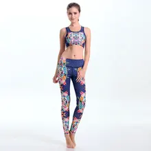 2 Piece Set Women Bohemia 3D Print Exercise Yuga Sets Breathable Sportwear Suit Girl Fitness Pants Workout Leggings One Set