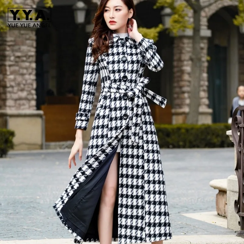 Nieuwe Winter Vrouwen Maxi Lange Wollen Jas Belted Slim Fit Hoge Taille Vrouwelijke Plaid Overjas Enkele Breasted Gewatteerde Wol Blends jassen Nieuwe Winter Vrouwen Maxi Lange Wollen Jas Belted Slim Fit Hoge Taille Vrouwelijke Plaid Overjas Enkele Breasted Gewatteerde Wol Blends jassen