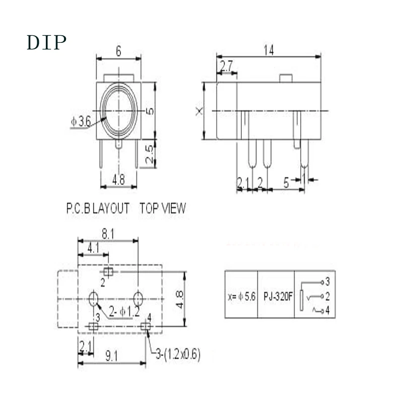 10 шт. разъем питания PJ 320B аудио апертура = 3 5 DIP/SMD PJ320B для наушников|Соединители| |