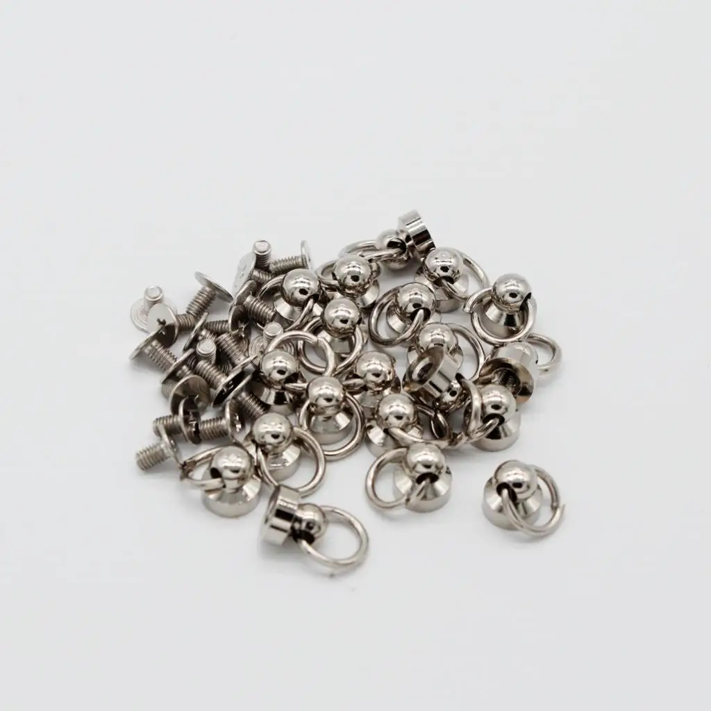 20pcs Brass Rivet Studs Screw Back Round Head O Ring Leather Craft Punk SpotS