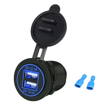 

Universal 12V Dual USB Charger Socket Waterproof Power Outlet 5V/4.2A LED Indicator for Car RV Boat Marine Motorcycle