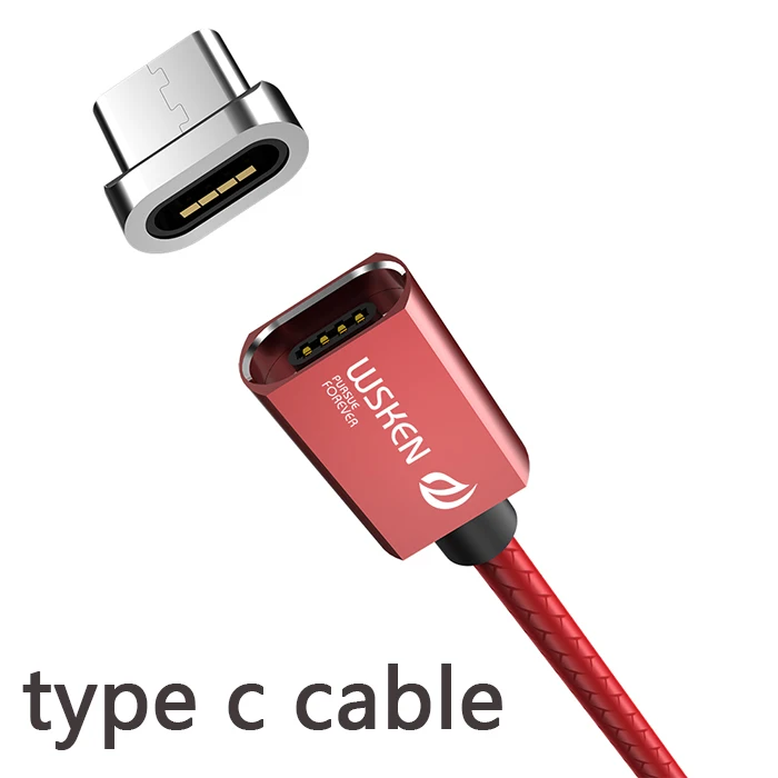 Магнитный кабель WSKEN X1 для iPhone, Магнитный зарядный кабель Micro USB, кабель usb type C USB C для samsung huawei 3A, быстрое зарядное устройство - Цвет: type c cable red