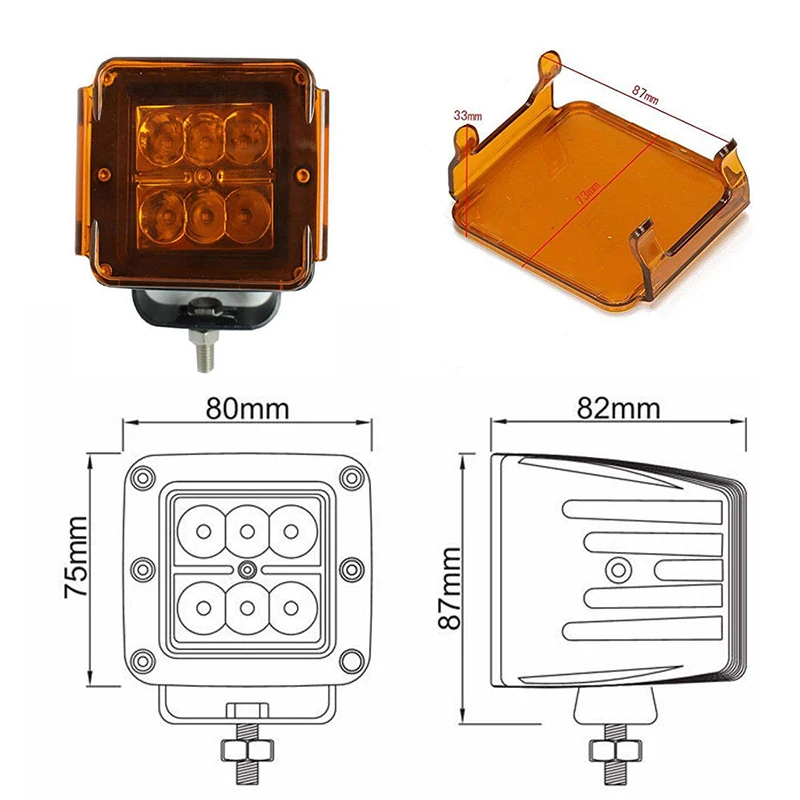 12w led work light 18w led work light square led driving light led pod light spot flood led working offroad off road white amber blue green pods 12v 24v atv 4x4 4wd 3inch truck fog light vehicles car auto motorcycl (2)