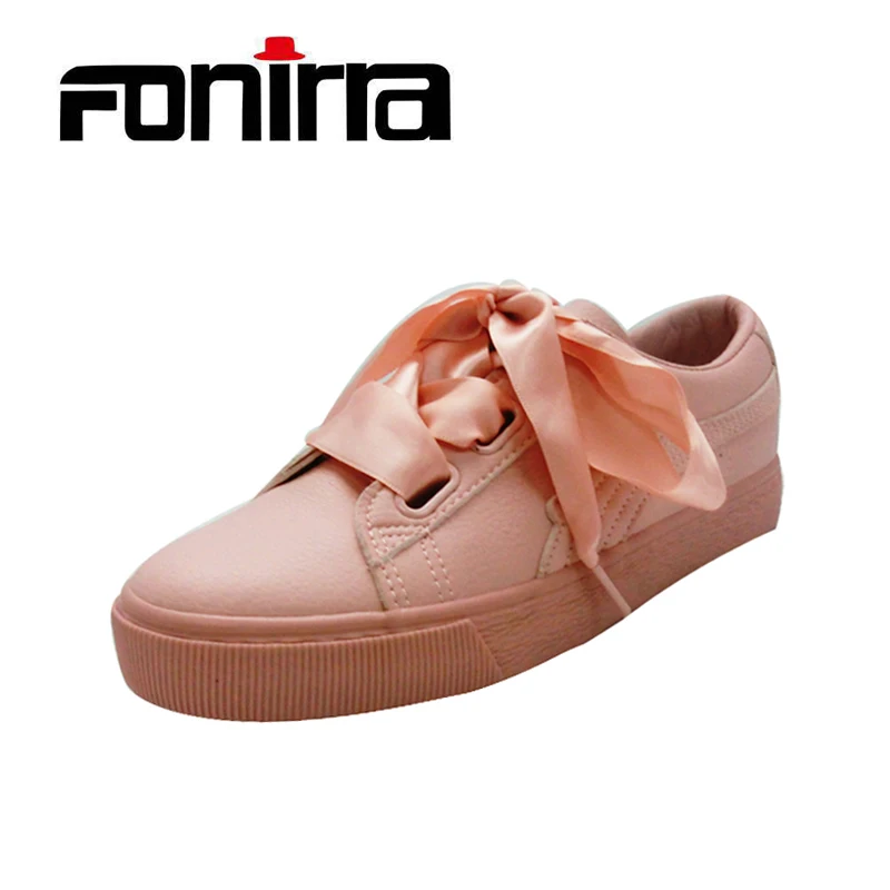 FONIRRA Women Platform Flats PU Leather Pink Women Shoes for Ladies