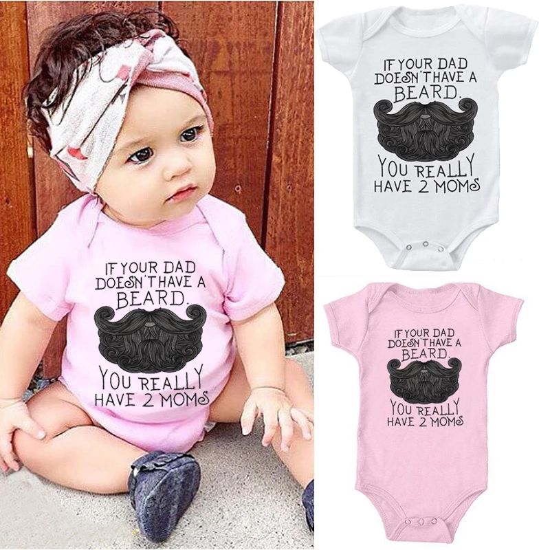 

DERMSPE 2019 Newborn Infants Baby Boys Girls Losse Short Sleeve Letter Printed Cotton Romper Jumpsuit Baby Clothes White Pink