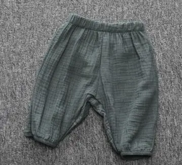Новые поступления летняя детская для мальчиков и девочек хлопок Винтаж штаны-шаровары детская свободная брюки - Цвет: green