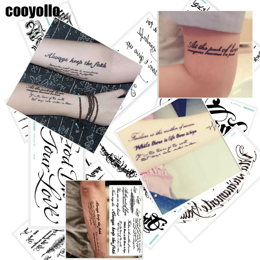 

Creative 5pcs/set Temporary Tattoo Stickers Alphabet Language 21*10cm Body Art Waterproof Fake Tattoo Sticker For Men Women