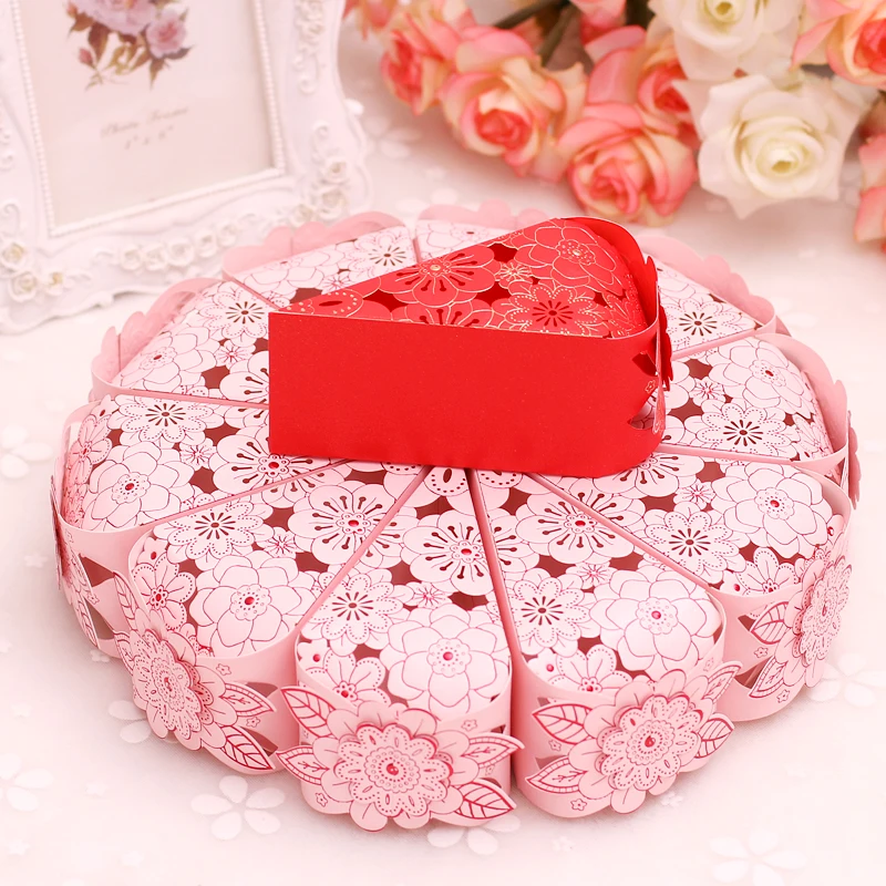

20pcs triangle hollow cake box sugar box 10 composed of round Cake decorated candy box Warm Cake Shape Candy Box