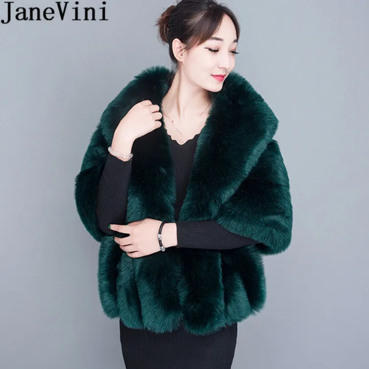 

JaneVini 2019 White Winter Bridal Fur Faux Wraps Women Warm Shawls Cloaks Wedding Coat Jackets for Evening Party Etole Mariage