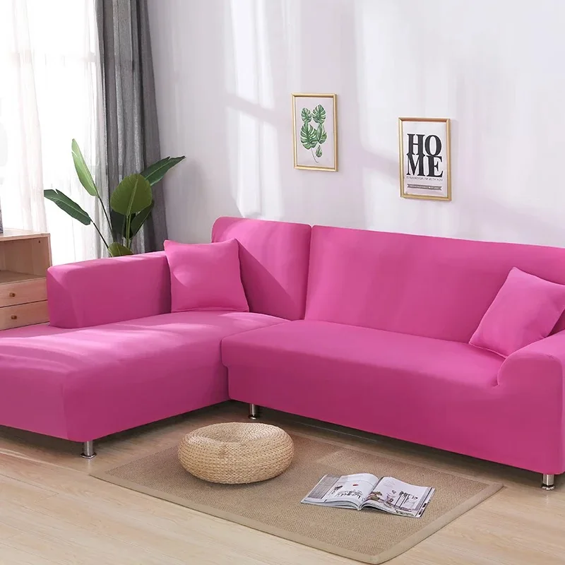 2 шт. чехлы для г-образный диван, угловой секционный чехол для гостиной, чехлы для шезлонга, универсальные эластичные чехлы - Цвет: pink