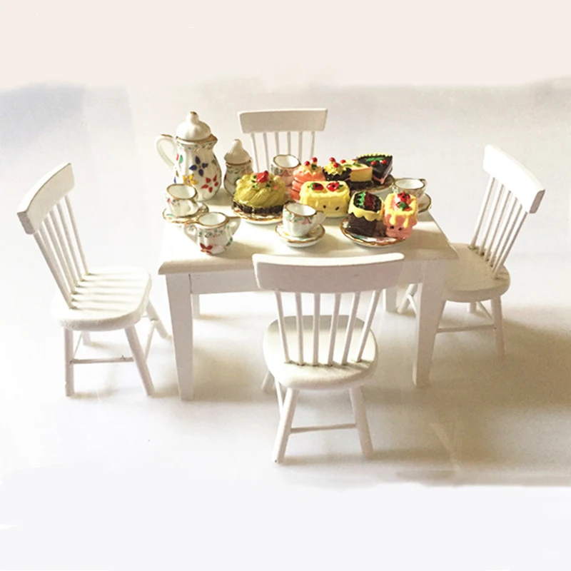 Doub K 1:12 Furniture toy for dolls dollhouse mini food Tableware Set Wooden brown table chair pretend play toys for girls kids Doub K 1:12 Furniture toy for dolls dollhouse mini food Tableware Set Wooden brown table chair pretend play toys for girls kids