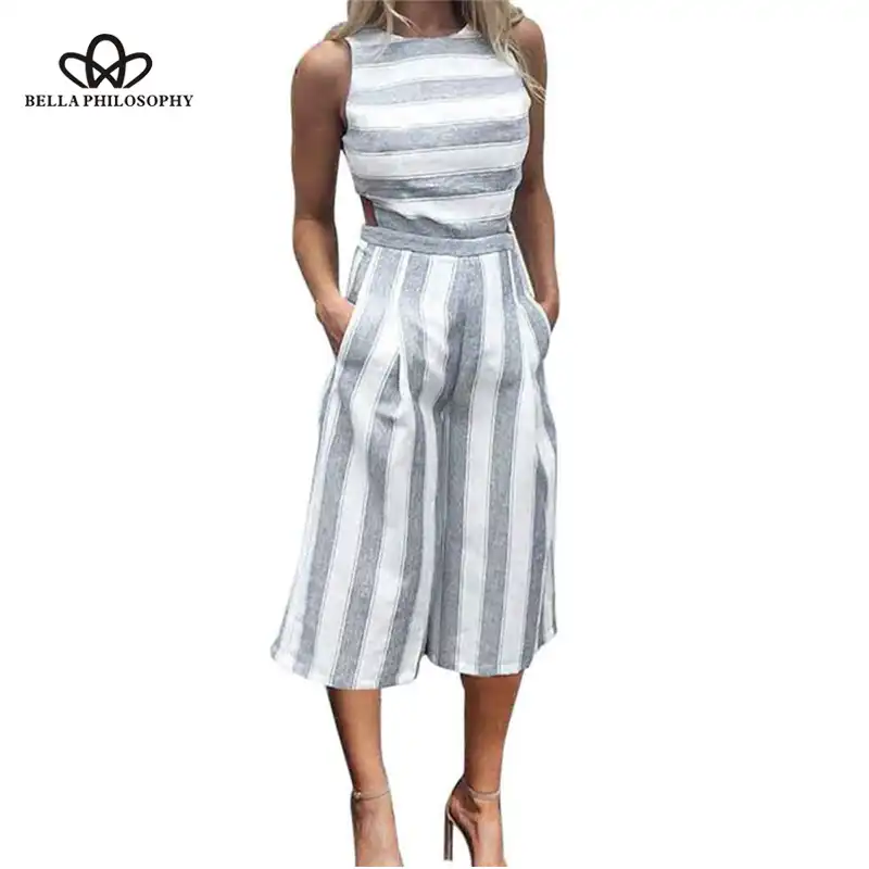 striped linen playsuit