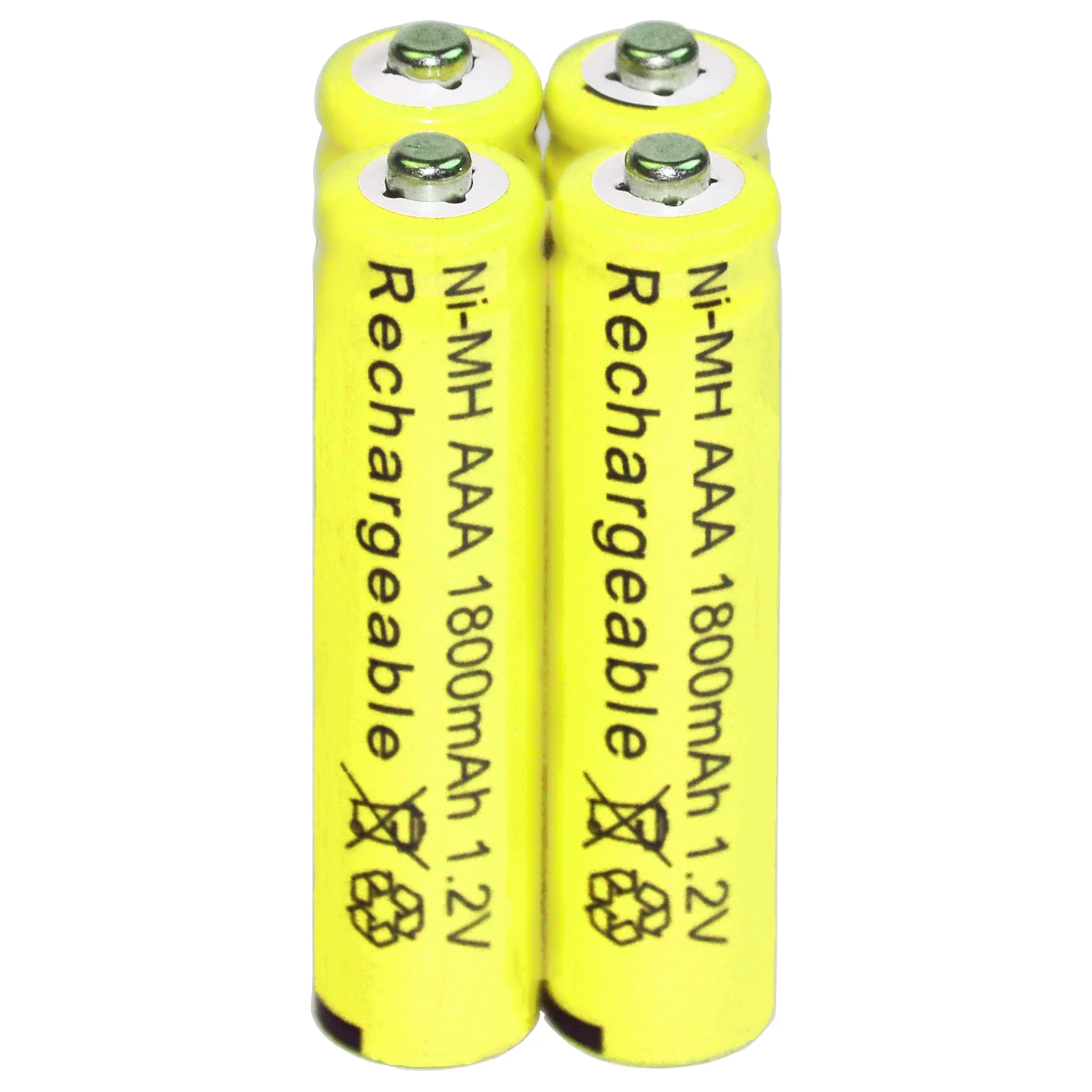 

4x AAA 1.2V Ni-MH 1800mAh 3A Yellow Rechargeable Battery Cell for MP3 RC Toys