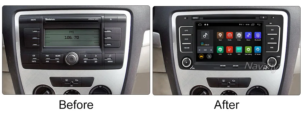 Clearance NaviFly 2 din 7 inch Android car dvd player for SKODA Octavia 2009-2013 car multimedia player gps navigation 2G RAM 4G SIM Card 7