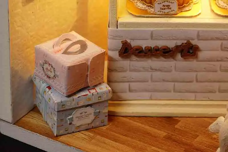 Cake Diary DIY Miniature Doll House 3D Wodden Handmade Dust Cover DollHouse Toy Miniaturas Furniture Kit Dollhouse Toys for Kids Gifts (8)