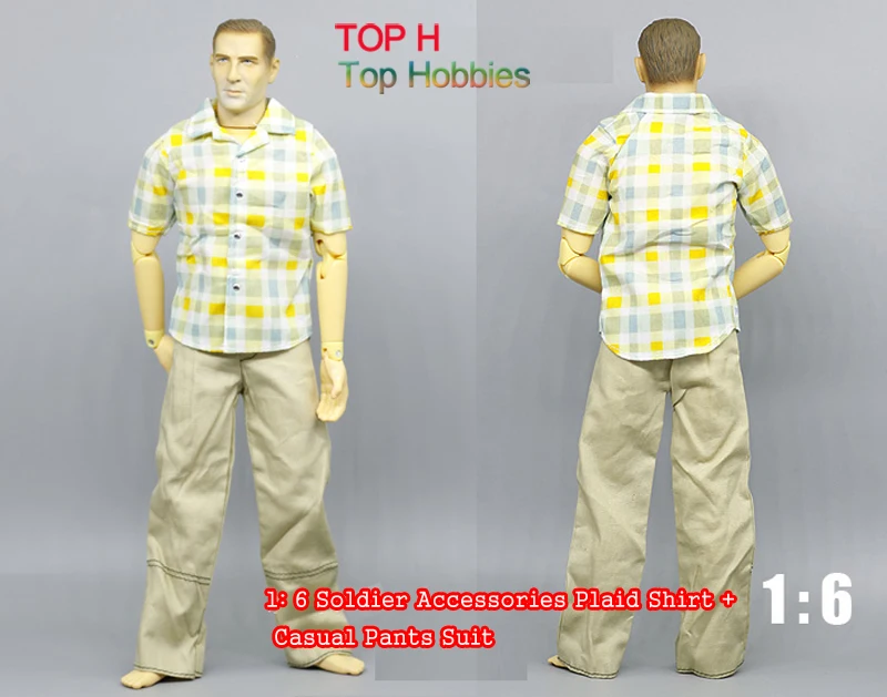 

1:6 Soldier Accessories Plaid Shirt + Casual Pants Suit Model For 12" Action Figure
