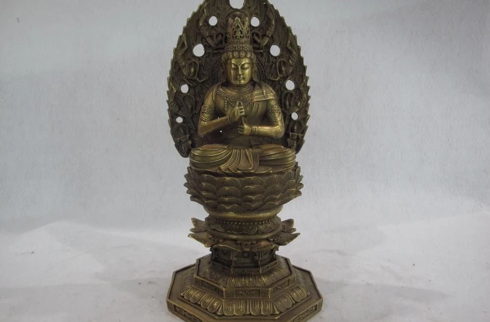 

Tibet Buddhism Temple Brass Copper Avalokitesvara Bodhisattva Kwan Yin Sit lotus