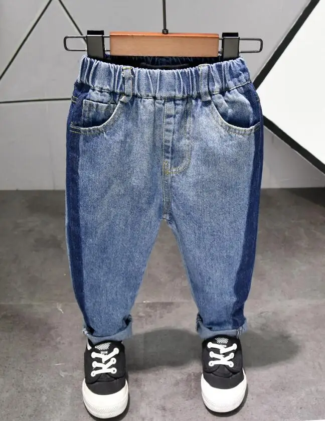 jeans Весенне-осенняя одежда для детей Модный хлопковый костюм с длинными рукавами для мальчиков, толстовка с капюшоном+ брюки комплект одежды из 2 предметов для мальчиков - Цвет: jeans