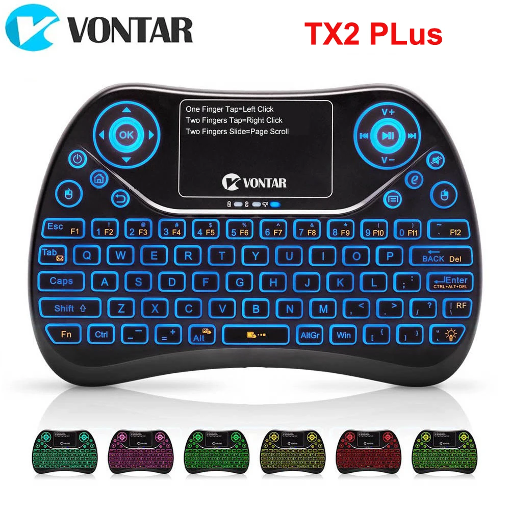 VONTAR TX2 Plus Air mouse QWTREY Keyboard 2,4G Беспроводная Мини-Клавиатура Тачпад Fly mouse с подсветкой Android tv BOX X96mini X96