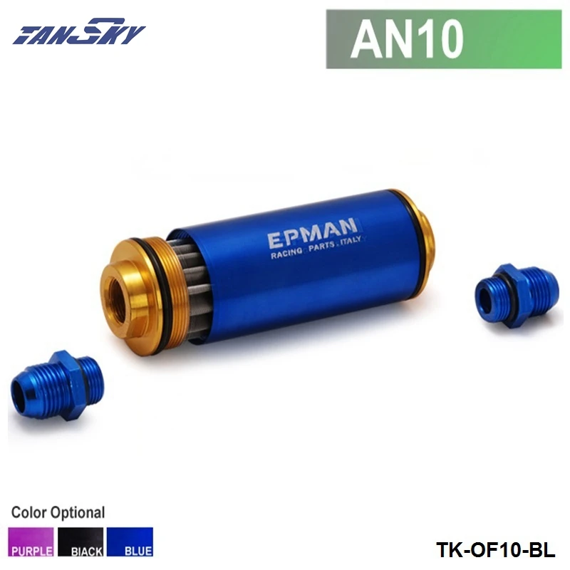 TANSKY - Racing Ready Inline Fuel Filter AN10 Blue with 100 Micron Element TK-OF10-BL