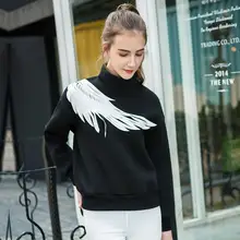 Европа и Америка весна осень мода крыло с длинным рукавом с высоким воротником свободные черные белые толстовки Готический космос хлопок Топ