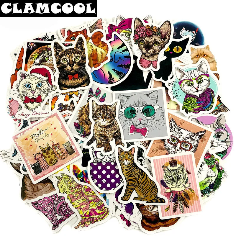 

50Pcs Cat Friends of Humanity Lovely Kitty Paste For Toy Furniture Guitar Skateboard Luggage Computer Refrigerator