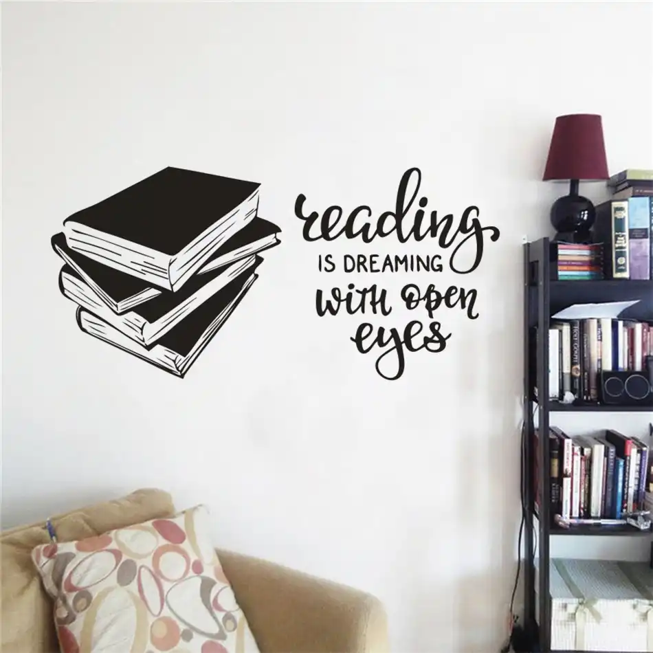Biblioteca Escolar Vinilo Pegatina De Pared Libros De Lectura