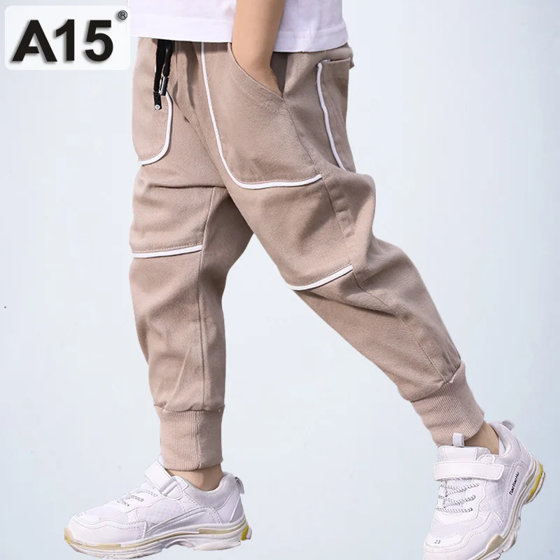 

A15 Kids Boys Trousers Clothes Boys Pants Teenage Boys Trousers 2019 New Spring Autumn Black Khaki Joggers Size 6 7 9 10 12 Year