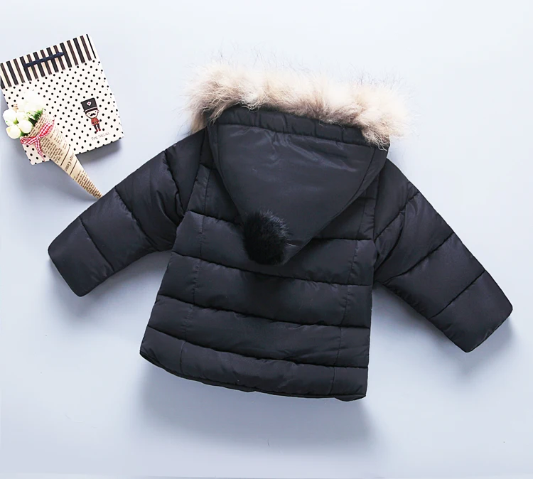 Коллекция года, новогоднее зимнее пальто Зимний комбинезон для малышей, одежда для маленьких девочек детская одежда толстая куртка с меховым воротником и капюшоном 4 цвета, От 0 до 6 лет