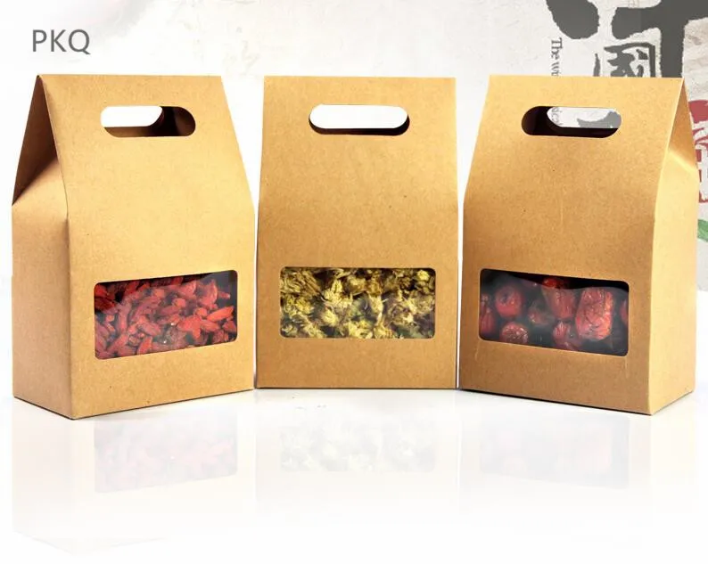 50pcs Christmas Brown Kraft Paper Bags Food Small Gift Bags
