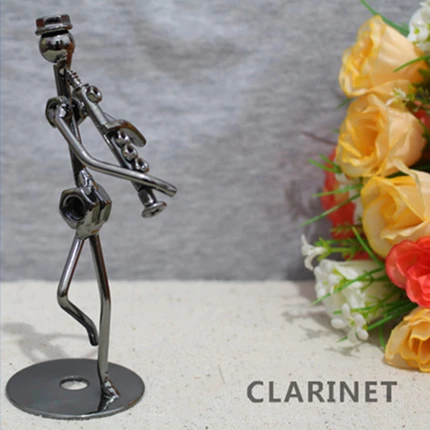 VILEAD 8 видов стилей, 13 см, железная Музыкальная фигурка, металлическая, музыкальная модель, креативная, железная, музыкальный проигрыватель, ремесла, винтажный, офисный, домашний декор - Цвет: Clarinet Figurine