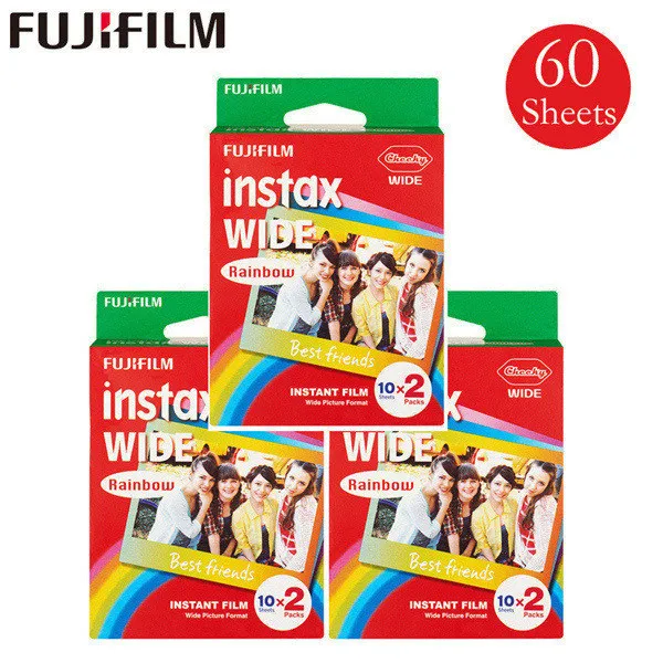 10-100 пленки Fujifilm Instax Wide Instant White Edge монохромные пленки для камеры Fuji 100 200 210 300 500AF lomographic photo - Цвет: 60 wide rainbow