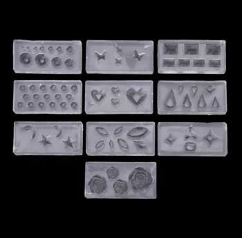 

10Pcs DIY Nail Art Silicone Mold Leaves Flower Template Acrylic UV Gel DIY Tools