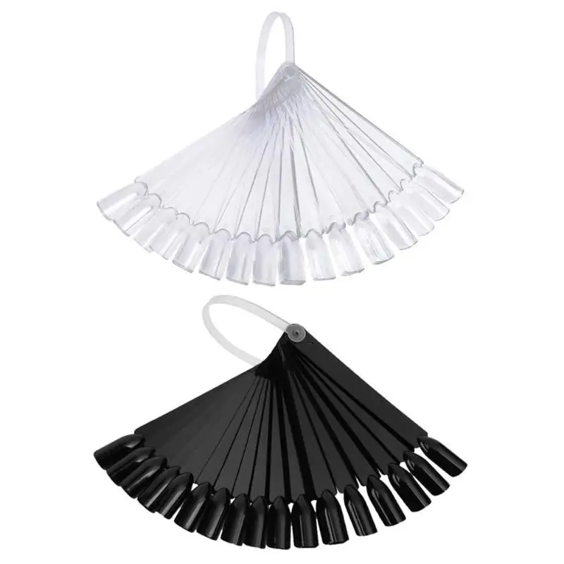 

32pcs Nail Polish UV Gel Color Palette Card Display Fan Shaped Natural False Nail Tip Sticks Colored Practice Training