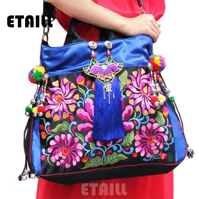 Fl Pompom Embroidery Bags Vintage Ethnic Thailand Boho Indian Fl Pompom Embroidery Bags Vintage Ethnic Thailand Boho Indian Women Brand Embroidered Shoulder Handbags Sac A Dos Femme In From