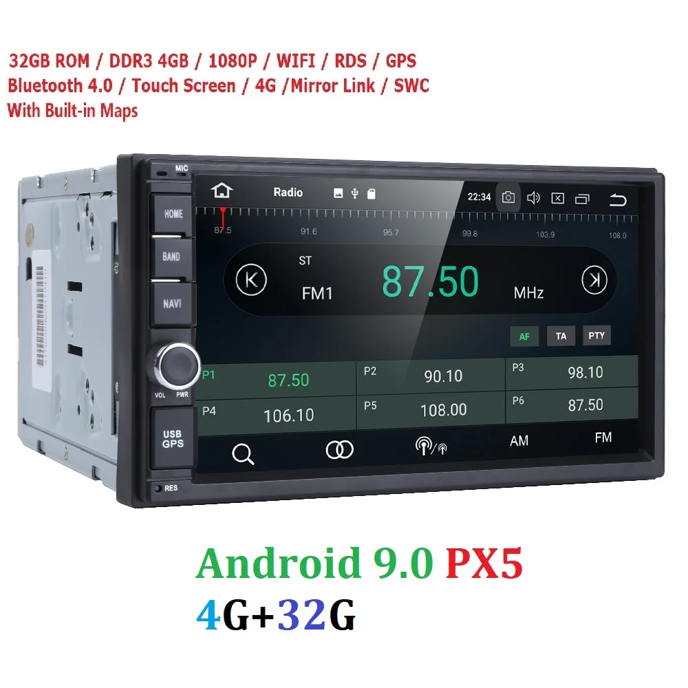

2 Din 7'' Octa core Universal Android 9.0 4GB RAM 32G ROM Car Radio Stereo GPS Navigation WiFi 1024*600 Touch Screen 2din Car PC