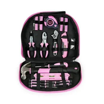 WORKPRO 103PC Pink Tool Set Ladies Hand Tool Set with Easy Carrying Pouch Home Tool Set for DIY Home Maintenance