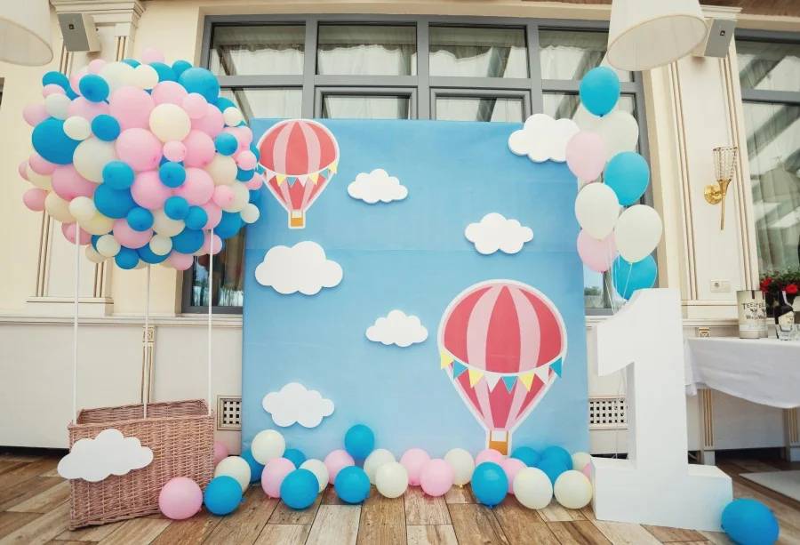 

Laeacco Colorful Balloons Celebration Baby 1 Birthday Party Photo Backgrounds Photography Backdrops Photocall For Photo Studio