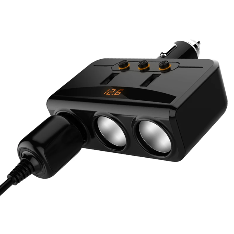 

LCAV Dual USB Charger 12V Cigarette Lighter three Sockets Voltage Monitor Smart Charger